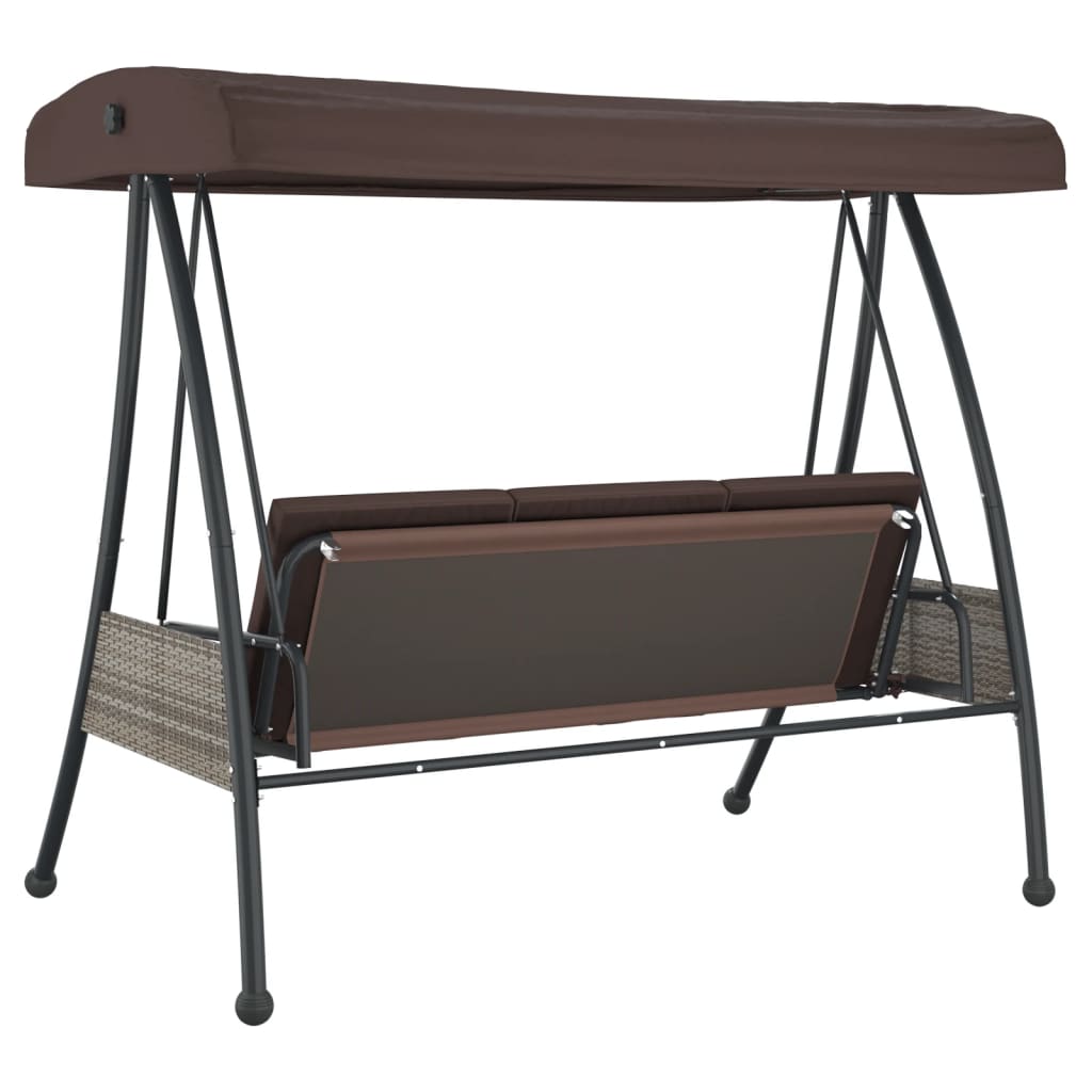 Garden Swing Bench with Adjustable Canopy Coffee Brown Steel