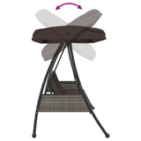Garden Swing Bench with Adjustable Canopy Coffee Brown Steel - Low Angle