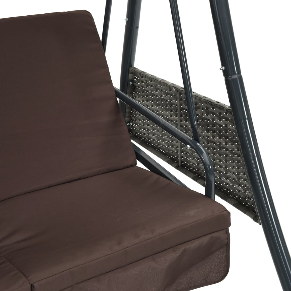Garden Swing Bench with Adjustable Canopy Coffee Brown Steel