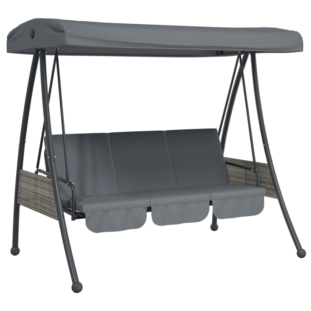 Garden Swing Bench with Adjustable Canopy Dark Grey Steel