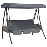 Garden Swing Bench with Adjustable Canopy Dark Grey Steel - Front View