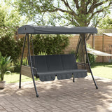 Garden Swing Bench with Adjustable Canopy Dark Grey Steel