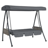 Garden Swing Bench with Adjustable Canopy Dark Grey Steel