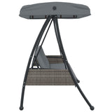 Garden Swing Bench with Adjustable Canopy Dark Grey Steel