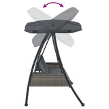 Garden Swing Bench with Adjustable Canopy Dark Grey Steel