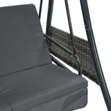 Garden Swing Bench with Adjustable Canopy Dark Grey Steel