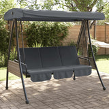 Garden Swing Bench with Adjustable Canopy Dark Grey Steel