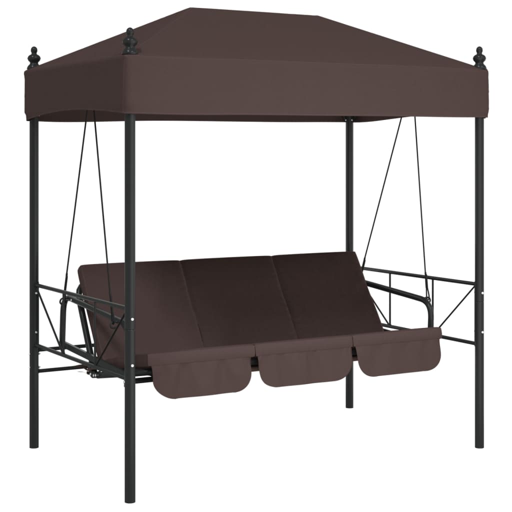 Garden Swing Bench with Canopy Coffee Brown?Steel