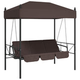 Garden Swing Bench with Canopy Coffee Brown?Steel
