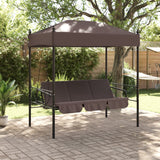 Garden Swing Bench with Canopy Coffee Brown Steel - Side View