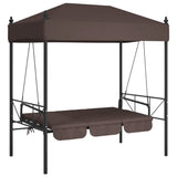 Garden Swing Bench with Canopy Coffee Brown?Steel