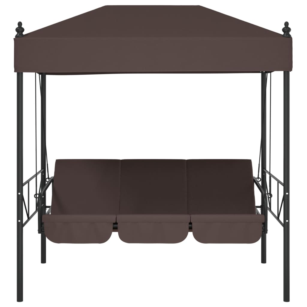 Garden Swing Bench with Canopy Coffee Brown?Steel