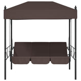 Garden Swing Bench with Canopy Coffee Brown?Steel