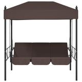 Garden Swing Bench with Canopy Coffee Brown Steel - 45-Degree Angle
