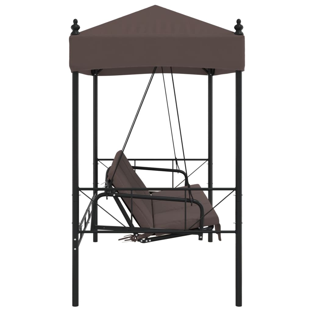 Garden Swing Bench with Canopy Coffee Brown?Steel