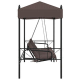 Garden Swing Bench with Canopy Coffee Brown Steel - Rear View