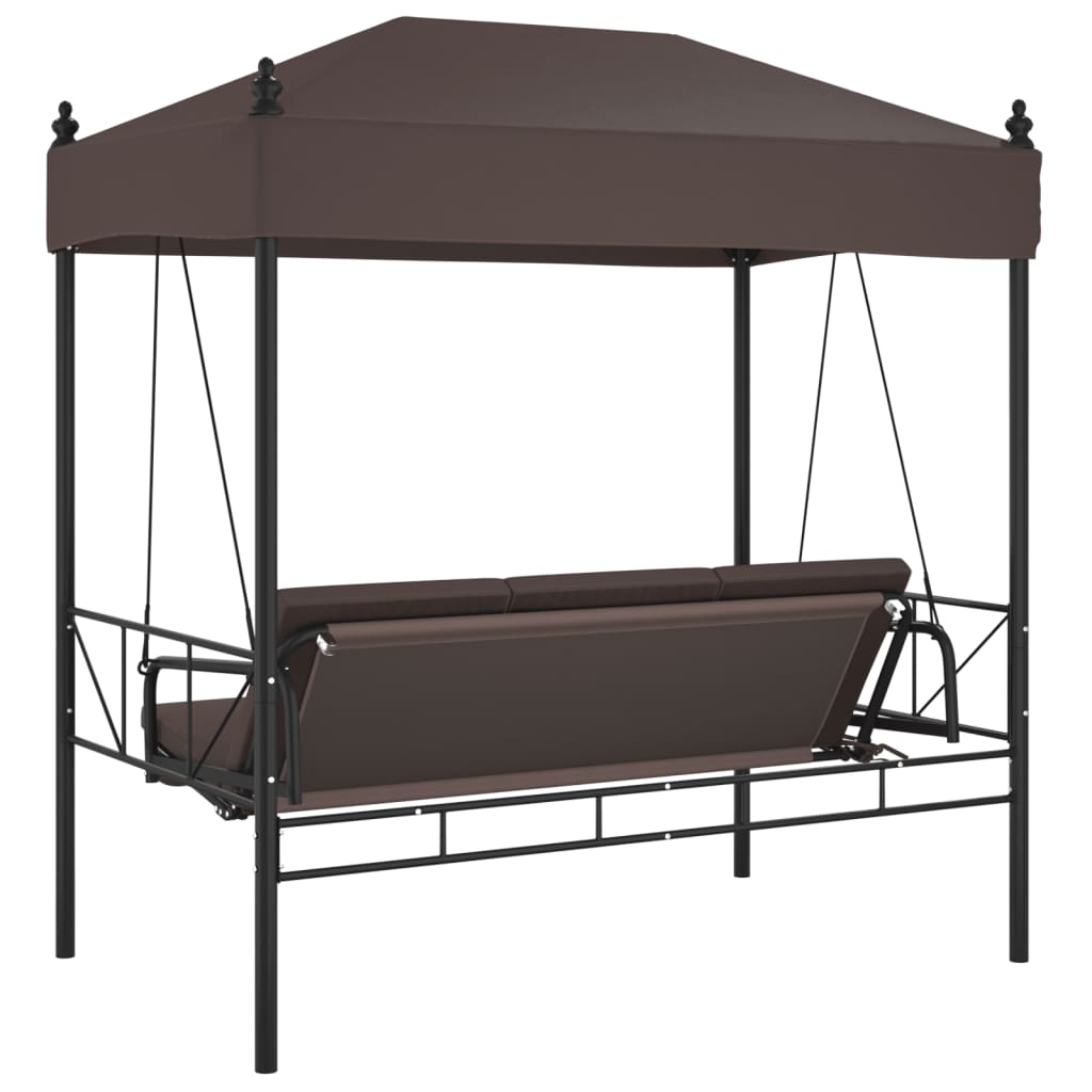 Garden Swing Bench with Canopy Coffee Brown?Steel