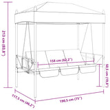 Garden Swing Bench with Canopy Coffee Brown?Steel