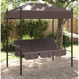 Garden Swing Bench with Canopy Coffee Brown?Steel