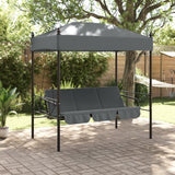 Garden Swing Bench with Canopy Dark Grey Steel - Side View