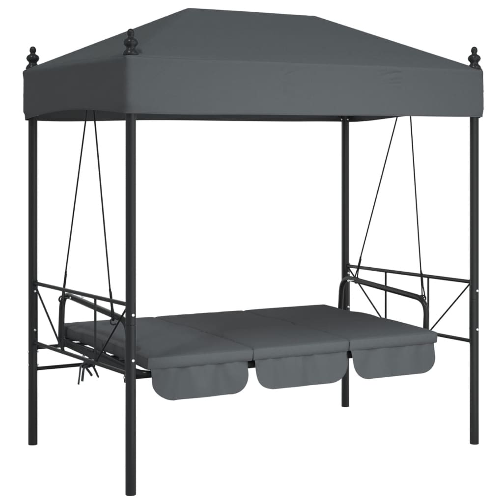Garden Swing Bench with Canopy Dark Grey?Steel