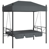 Garden Swing Bench with Canopy Dark Grey Steel - Top-Down View