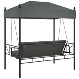 Garden Swing Bench with Canopy Dark Grey Steel - Close-Up Angle