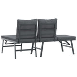 Garden Benches with Cushions 2 pcs Black Powder-coated Steel - 45-Degree Angle