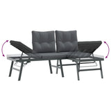Garden Benches with Cushions 2 pcs Black Powder-coated Steel - Rear View