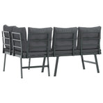 Garden Benches with Cushions 2 pcs Black Powder-coated Steel