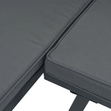 Garden Benches with Cushions 2 pcs Black Powder-coated Steel - Close-Up Angle