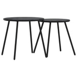 Garden Coffee Tables 2 pcs Round Black Powder-coated Steel - Front View