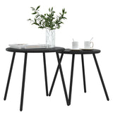 Garden Coffee Tables 2 pcs Round Black Powder-coated Steel - Side View