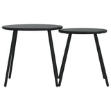 Garden Coffee Tables 2 pcs Round Black Powder-coated Steel - Top-Down View