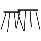 Garden Coffee Tables 2 pcs Round Black Powder-coated Steel - Rear View