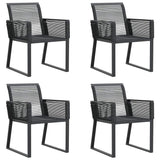 Garden Chairs 4 pcs Black Poly Rattan - Front View