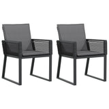 Garden Chairs with Cushions 2 pcs Black Poly Rattan - Front View