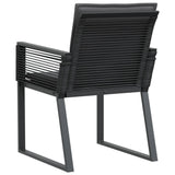 Garden Chairs with Cushions 2 pcs Black Poly Rattan - Close-Up Angle