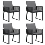 Garden Chairs with Cushions 4 pcs Black Poly Rattan - Front View