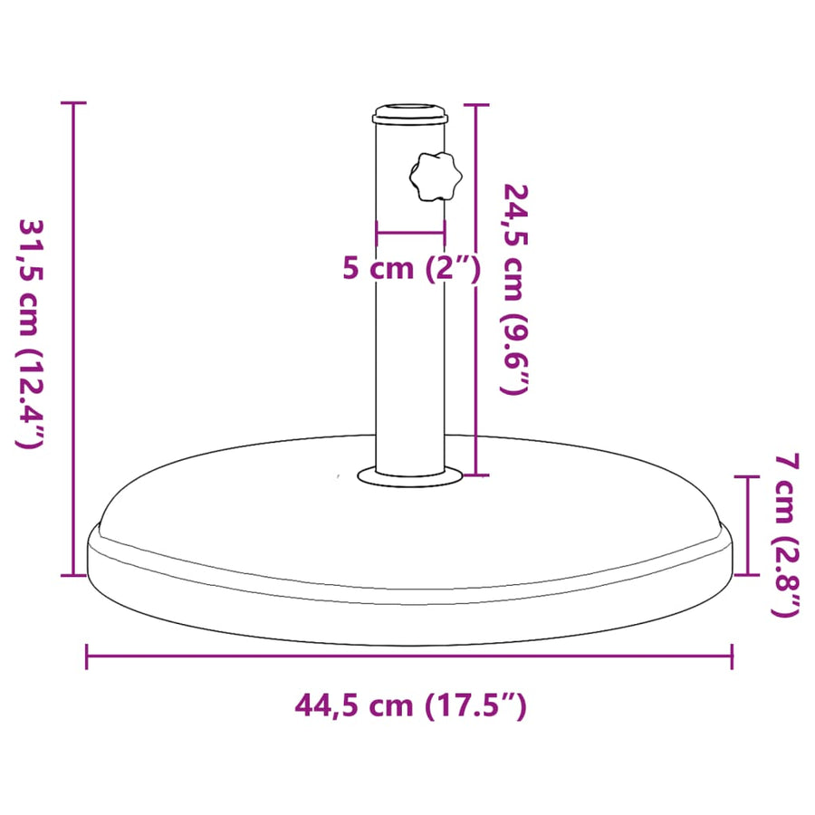 Parasol Base for ?32/35/38 mm Poles 15 kg Round