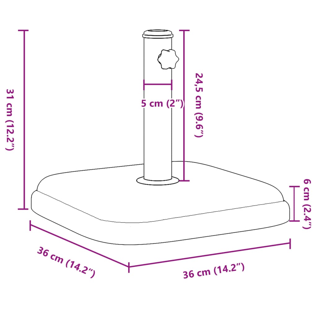 Parasol Base for ?2/35/38 mm Poles 11 kg Square