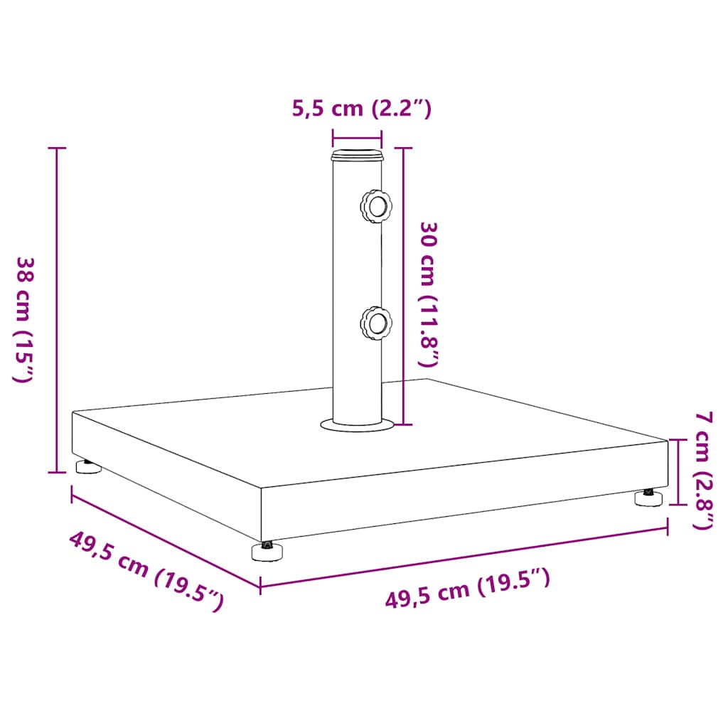 Parasol Base for ?2/38/48 mm Poles 28 kg Square