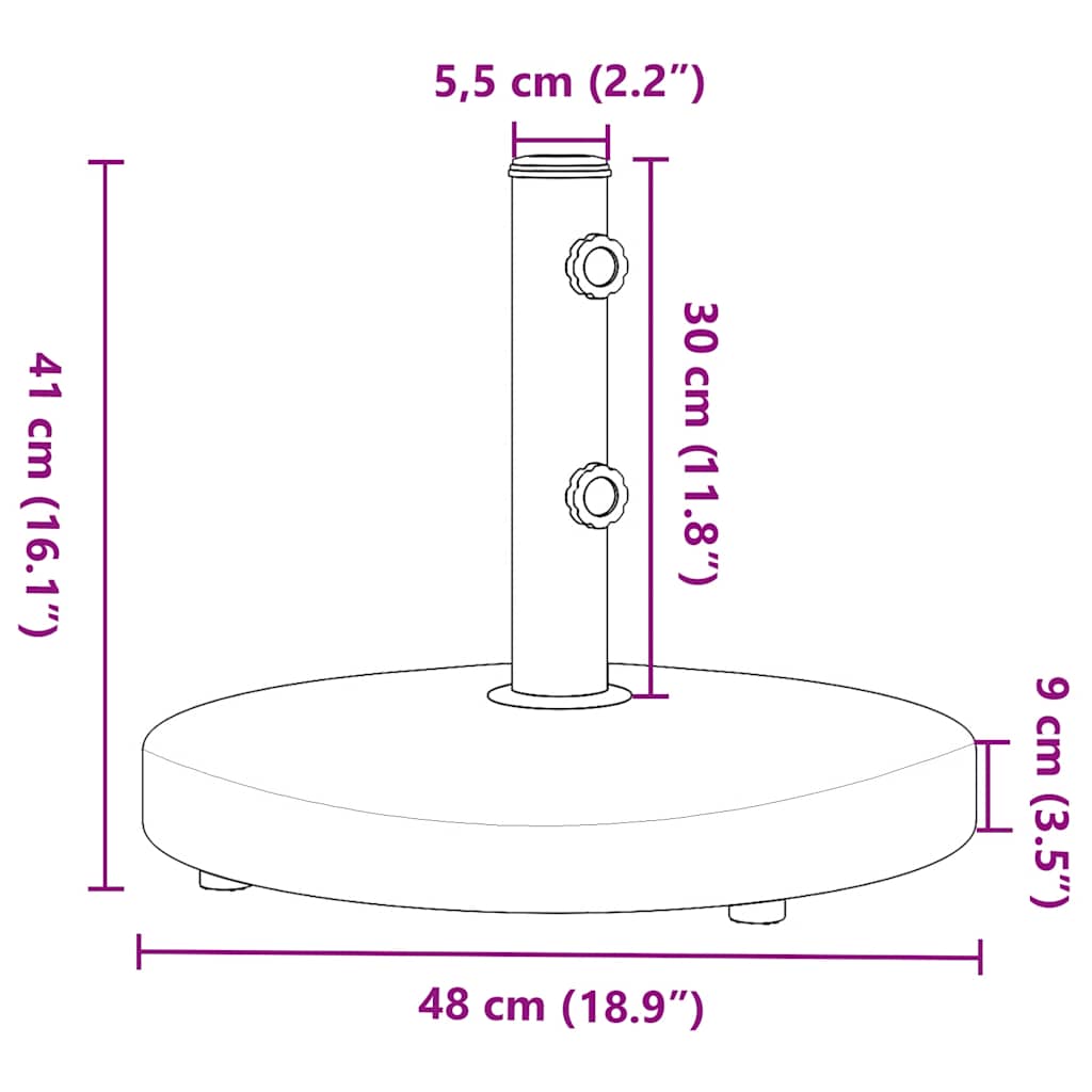 Parasol Base for ?2/38/48 mm Poles 25 kg Round