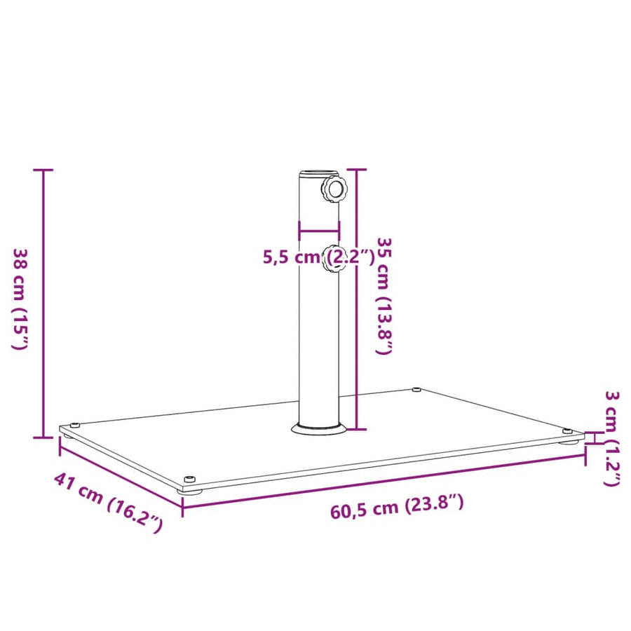 Parasol Base for ?32/38/48 mm Poles 15 kg Rectangular