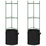 Tomato Cage with Plant Bag 2 pcs 116 cm Steel and PP - Front View