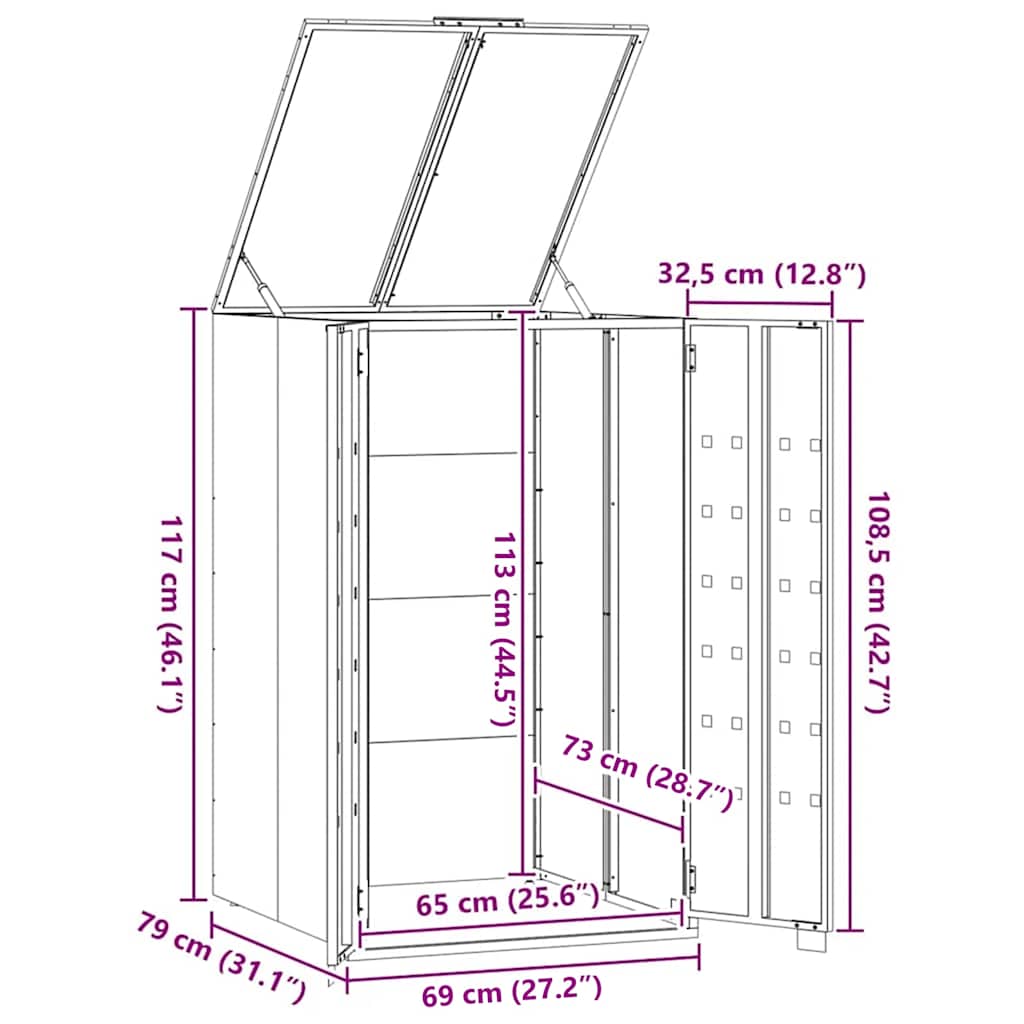 Wheelie Bin Storage for Single Bin Anthracite 69x79x117 cm Steel