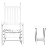 Rocking Chair with Foldable Table White Solid Wood Poplar - Front View