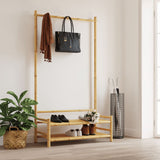 Clothes Rack with Shelves 103x40x183 cm Bamboo - Side View