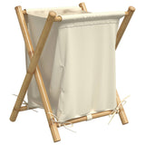 Laundry Basket Cream White 45x55x63.5 cm Bamboo - Front View