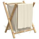 Laundry Basket Cream White 45x55x63.5 cm Bamboo - Rear View